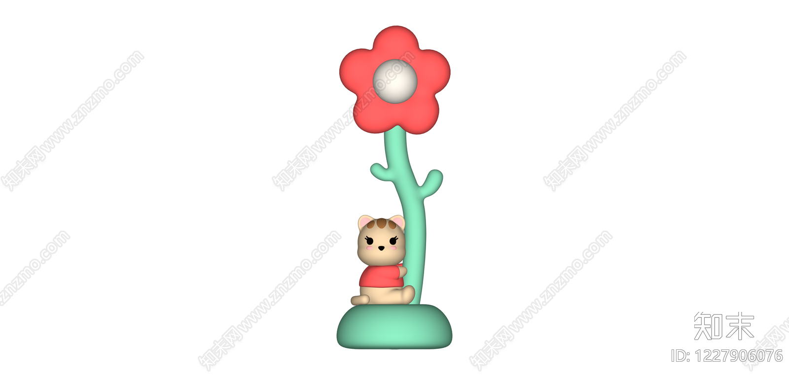 卡通猫咪花朵摆件SU模型下载【ID:1227906076】