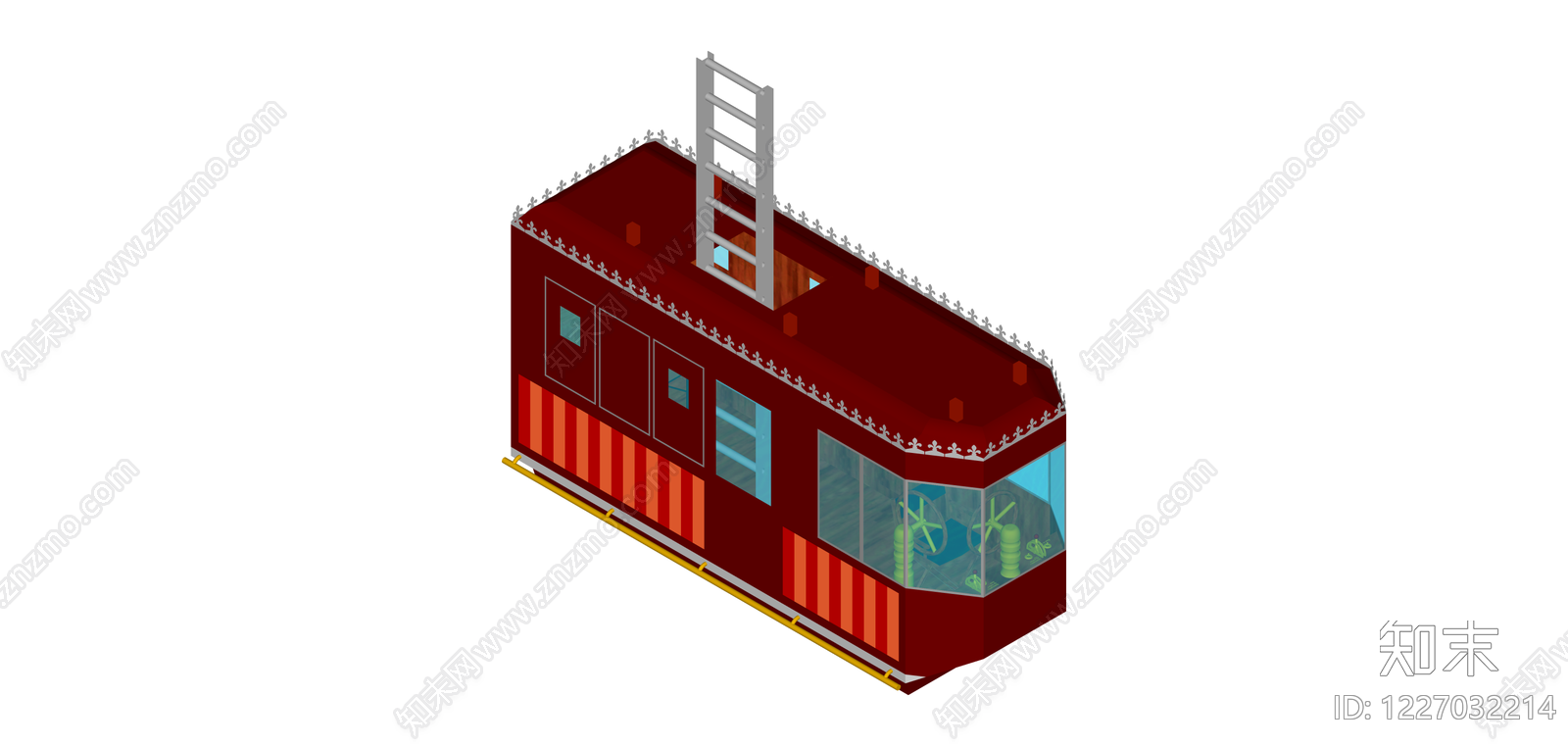 红色复古游船模型SU模型下载【ID:1227032214】
