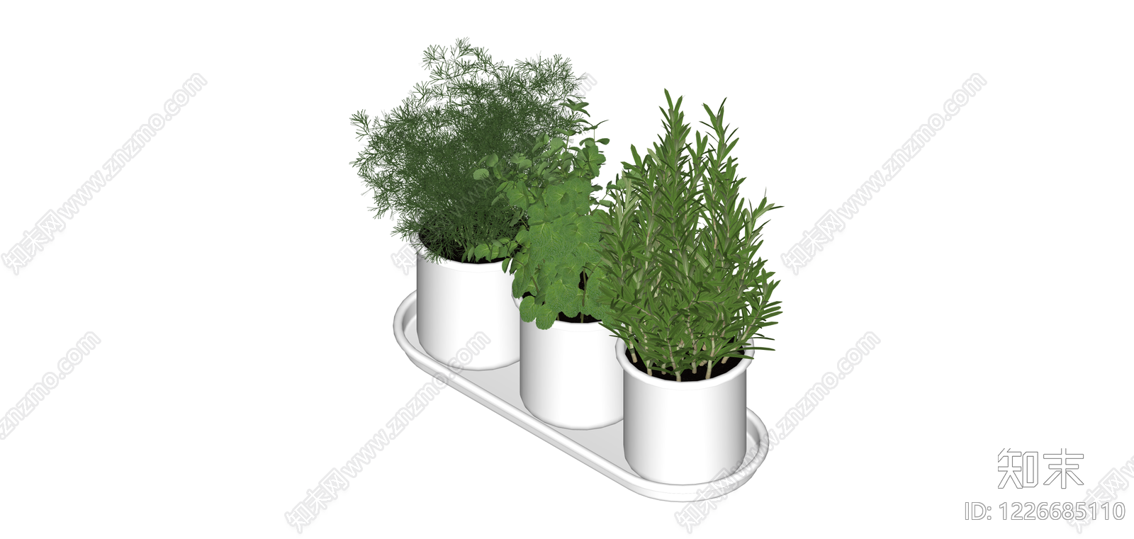 三盆组合盆栽绿植SU模型下载【ID:1226685110】