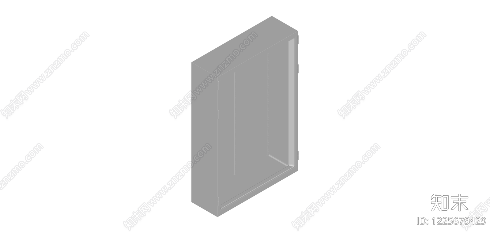 灰色双开门柜体白模SU模型下载【ID:1225679429】