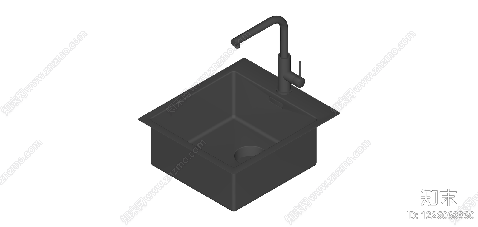 黑色单槽水槽龙头组合SU模型下载【ID:1226068360】