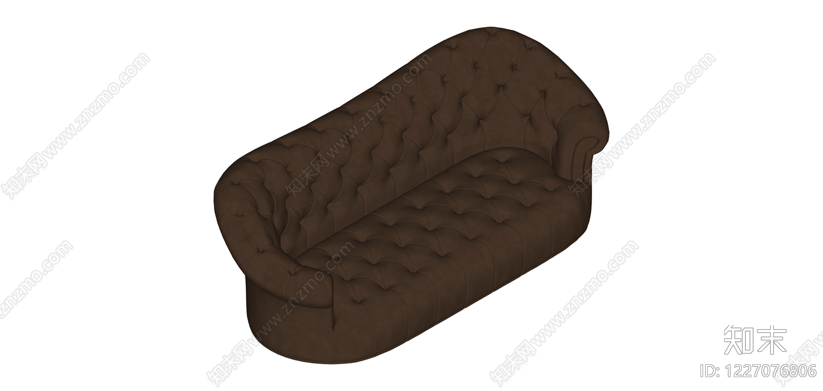 棕色拉扣布艺沙发SU模型下载【ID:1227076806】