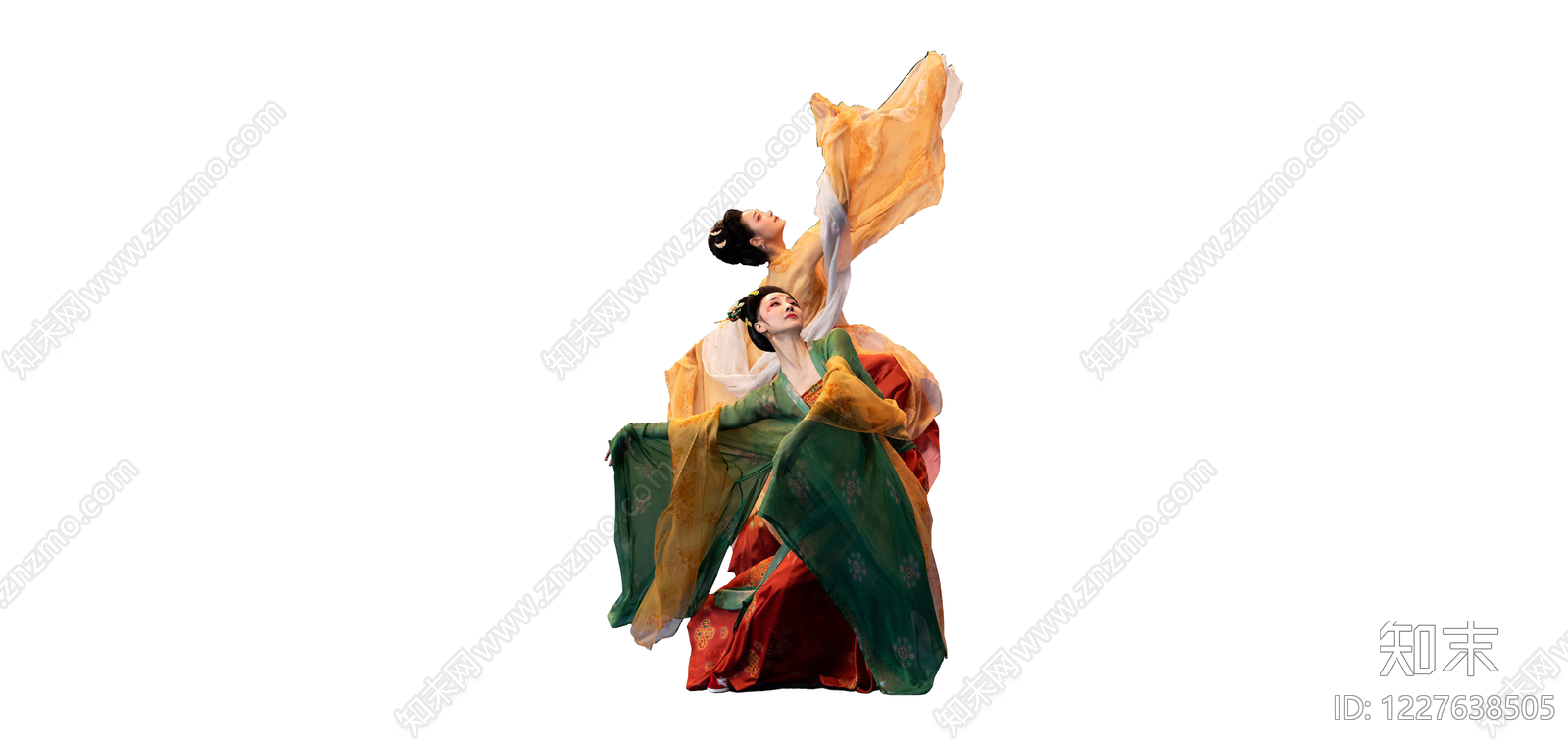 古风双人舞蹈人物雕塑SU模型下载【ID:1227638505】