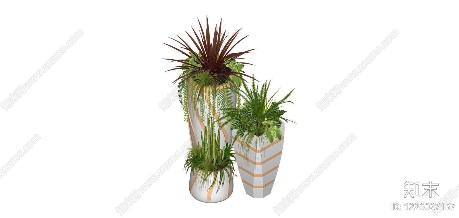 组合盆栽绿植装饰SU模型下载【ID:1226027157】