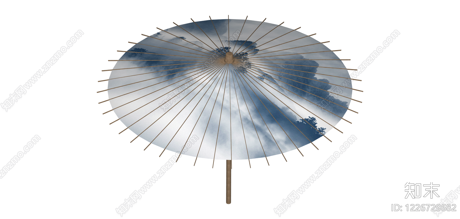 天空图案油纸伞SU模型下载【ID:1226729682】