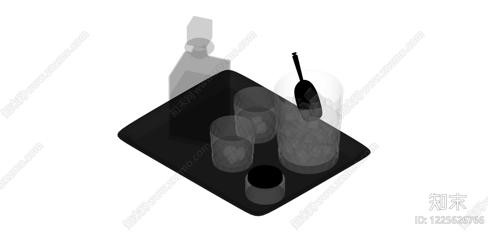 托盘酒具组合SU模型下载【ID:1225626766】