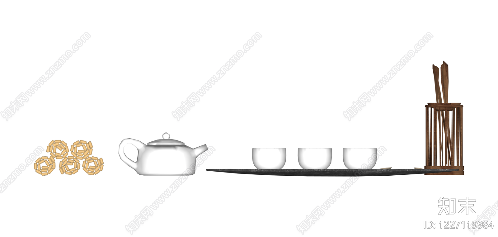 茶具套装组合SU模型下载【ID:1227119984】