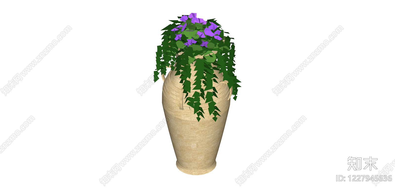 带植物装饰陶罐SU模型下载【ID:1227945636】