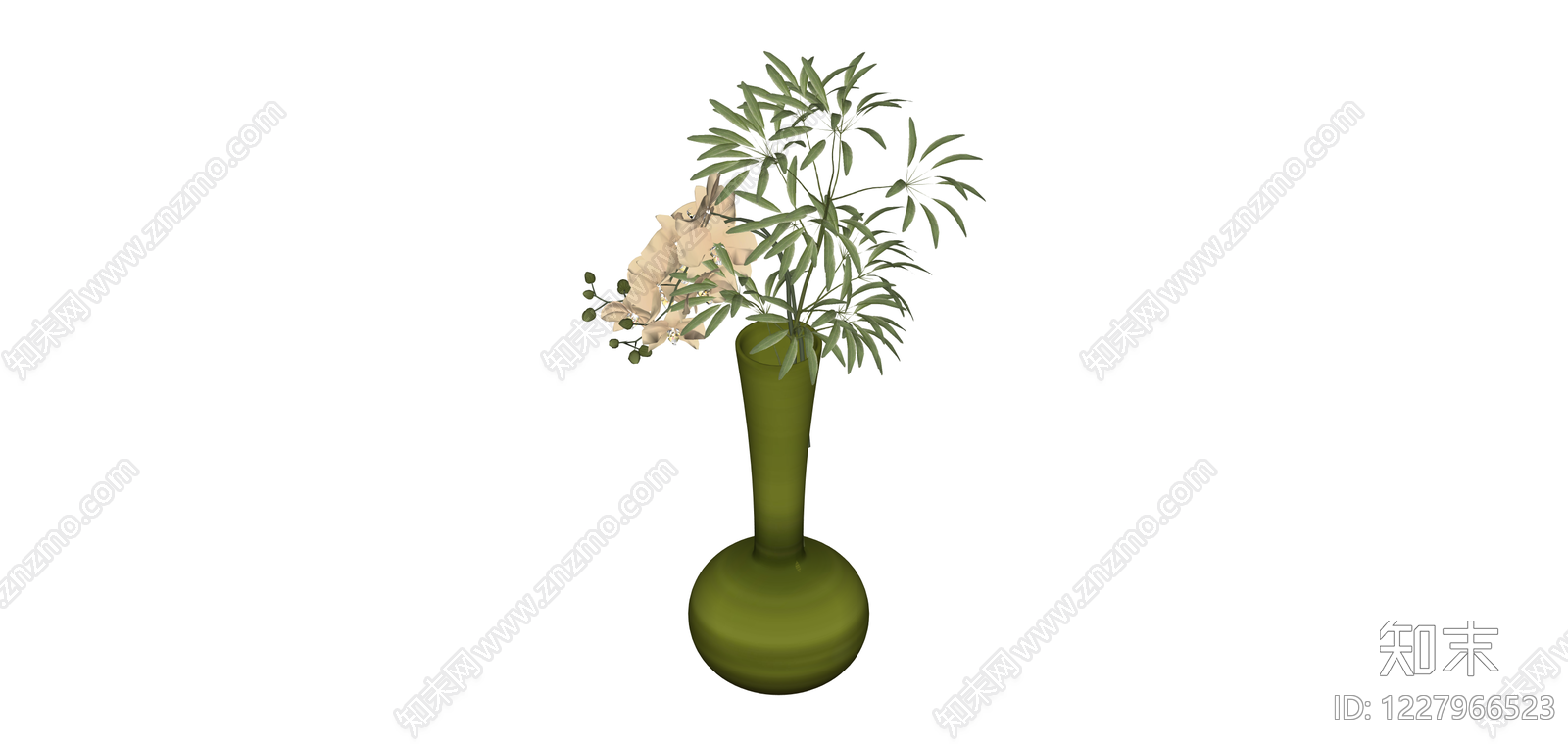 绿色花瓶花艺组合SU模型下载【ID:1227966523】