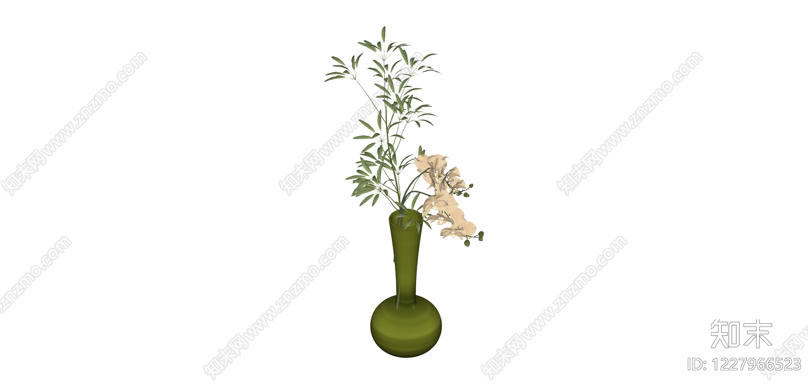 绿色花瓶花艺组合SU模型下载【ID:1227966523】