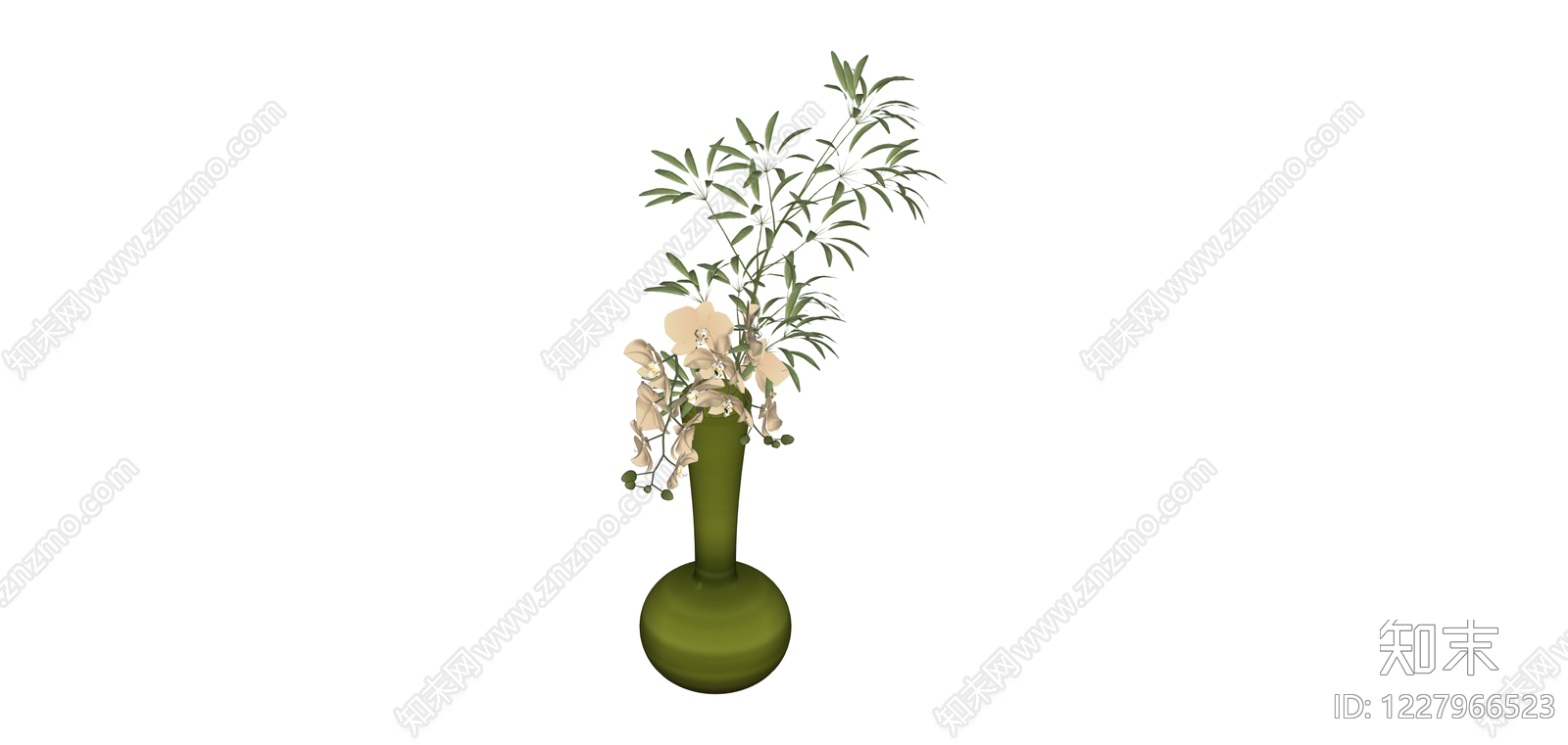 绿色花瓶花艺组合SU模型下载【ID:1227966523】