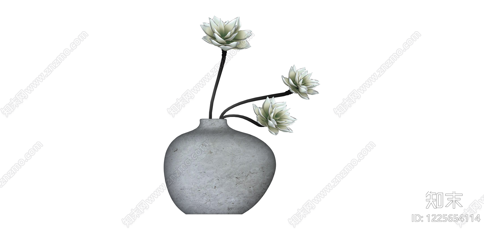 三头白色花艺装饰摆件SU模型下载【ID:1225654114】