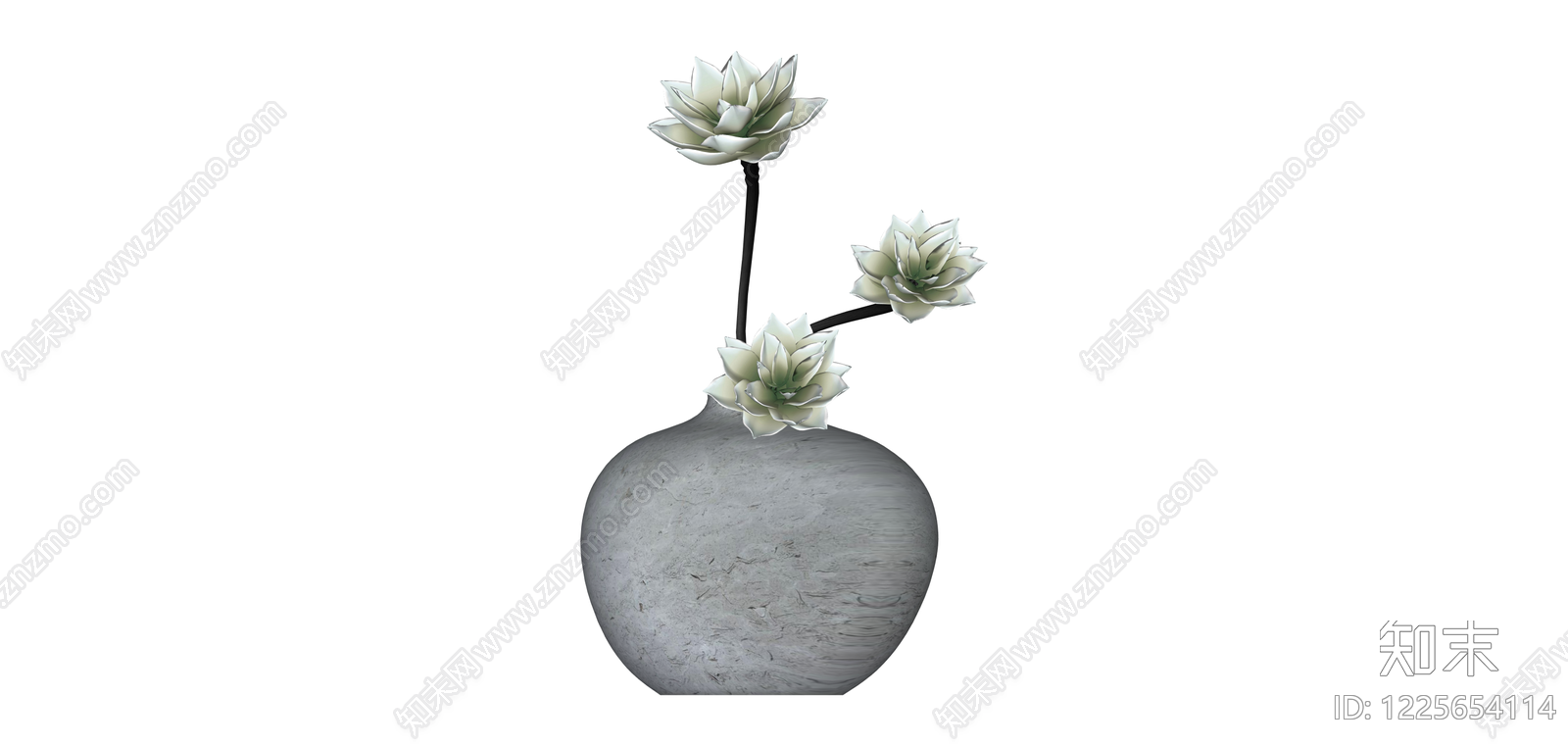 三头白色花艺装饰摆件SU模型下载【ID:1225654114】
