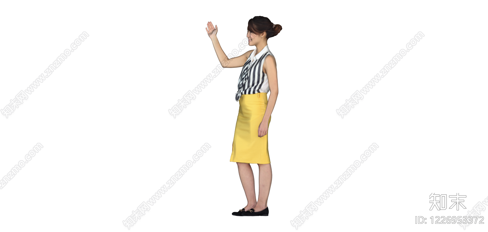 挥手女性人物模型SU模型下载【ID:1226953372】