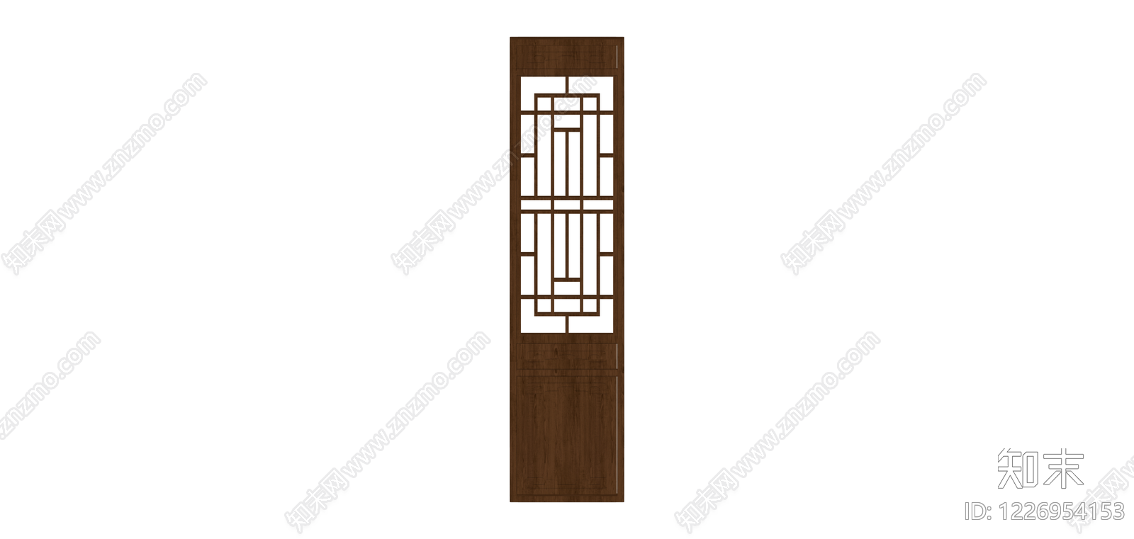中式木格隔断门SU模型下载【ID:1226954153】
