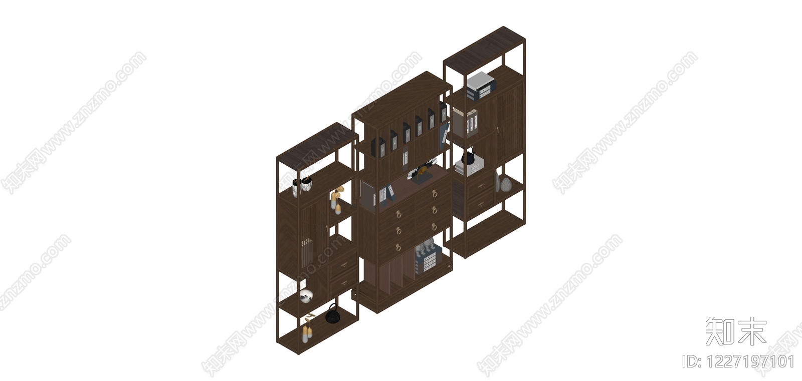 中式实木博古架组合SU模型下载【ID:1227197101】