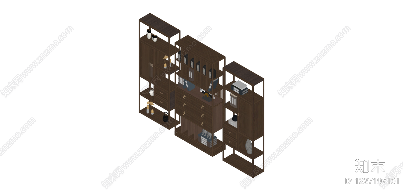 中式实木博古架组合SU模型下载【ID:1227197101】