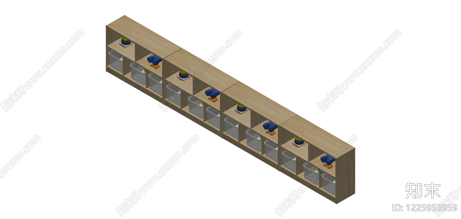 带玩具的储物柜组合SU模型下载【ID:1225953959】