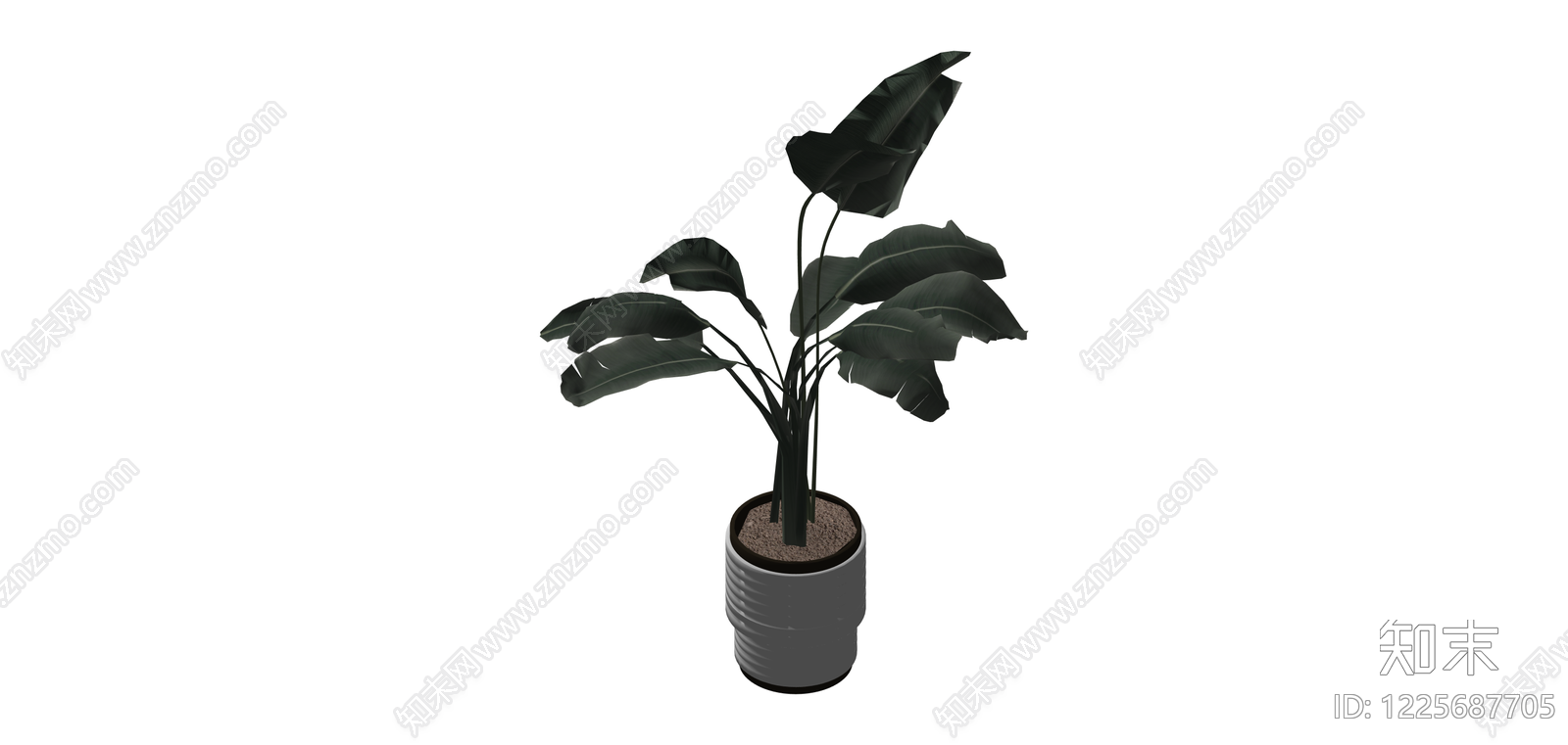 带盆绿植盆栽SU模型下载【ID:1225687705】