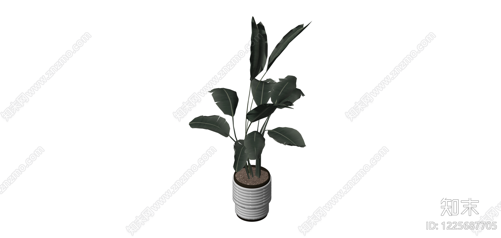 带盆绿植盆栽SU模型下载【ID:1225687705】