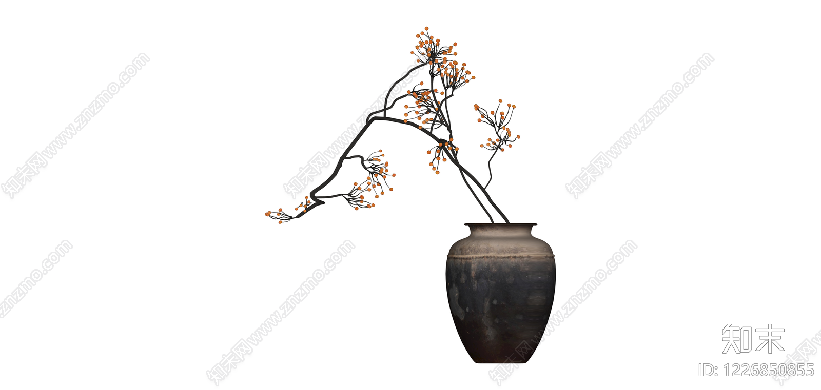 带果枝陶瓷花瓶SU模型下载【ID:1226850855】