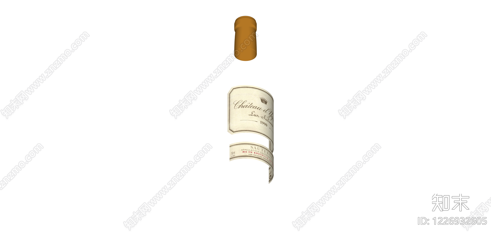 1990年滴金酒庄酒瓶SU模型下载【ID:1226932605】