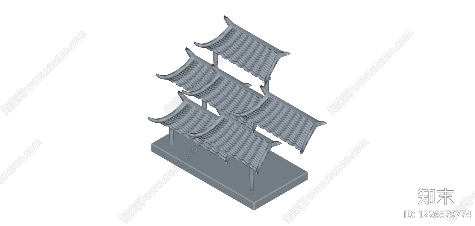 中式多层飞檐建筑SU模型下载【ID:1226879774】