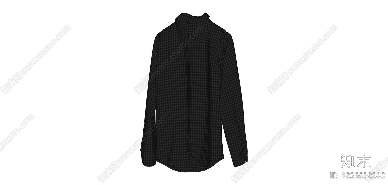 黑白格纹长袖衬衫SU模型下载【ID:1226932080】