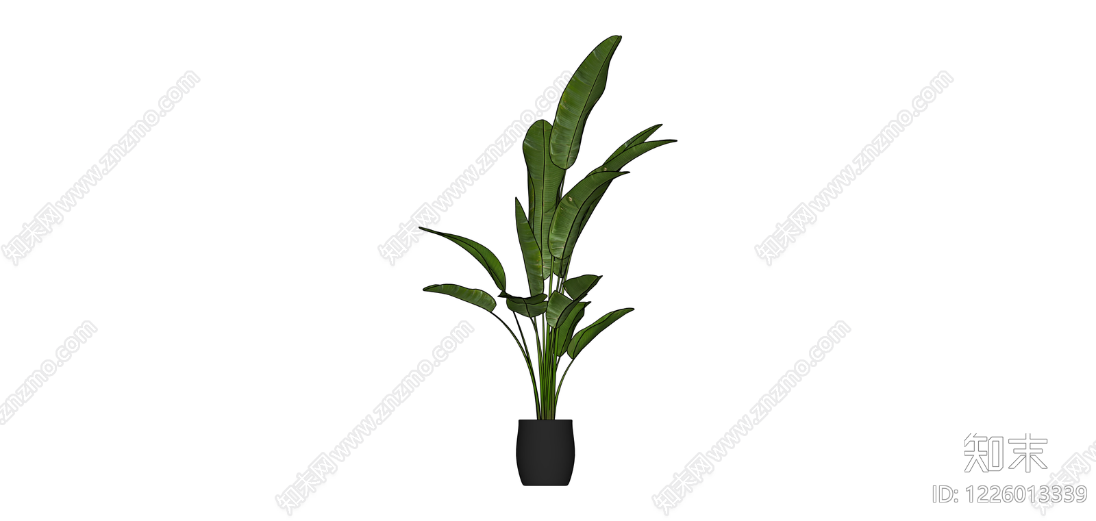 黑色花盆绿植盆栽SU模型下载【ID:1226013339】