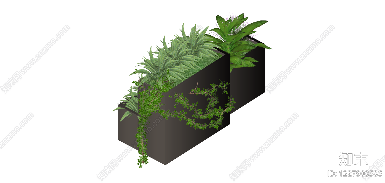 组合式方形花箱绿植SU模型下载【ID:1227903586】