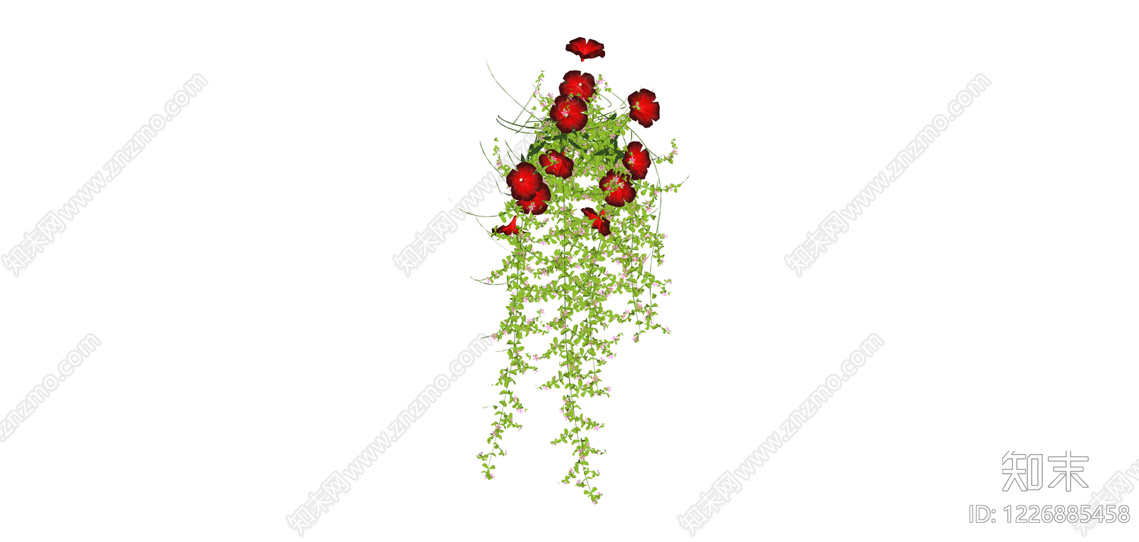 红色花卉垂吊盆栽SU模型下载【ID:1226885458】