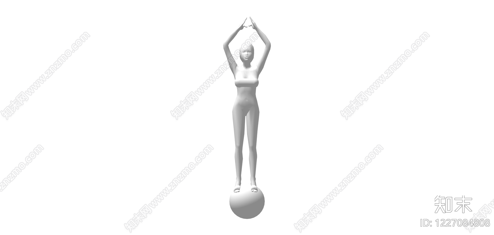 平衡球站立女性雕塑SU模型下载【ID:1227084808】