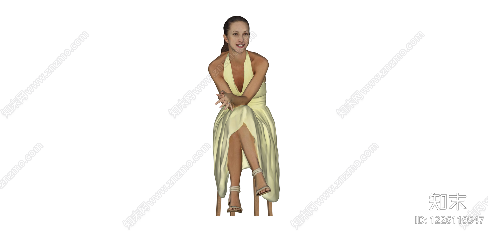 坐姿女性人物模型SU模型下载【ID:1226119547】