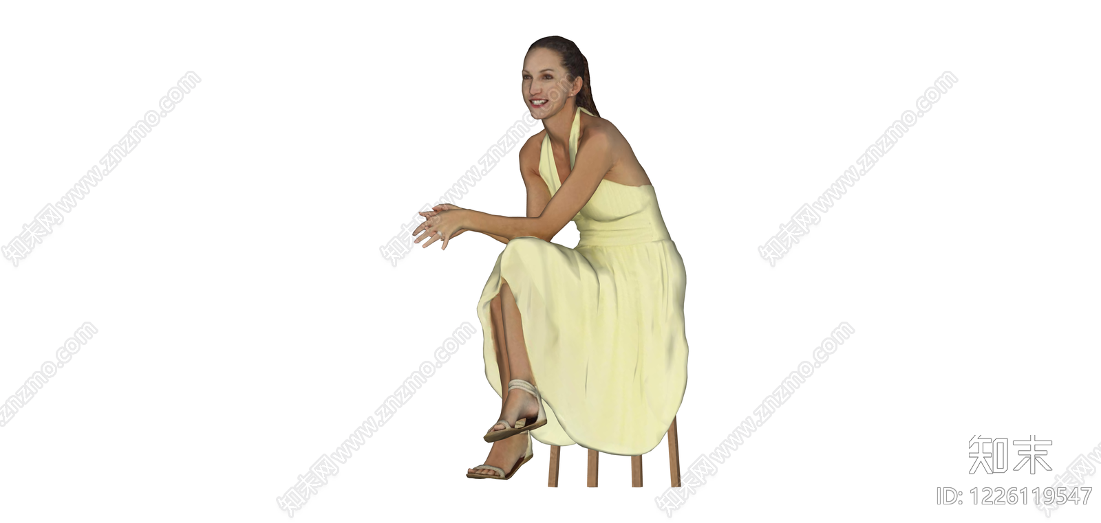 坐姿女性人物模型SU模型下载【ID:1226119547】