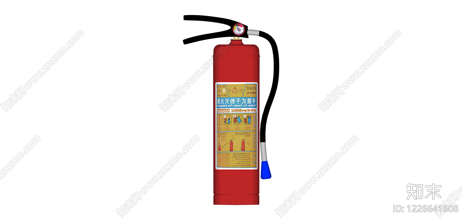 红色手提式干粉灭火器SU模型下载【ID:1226641608】