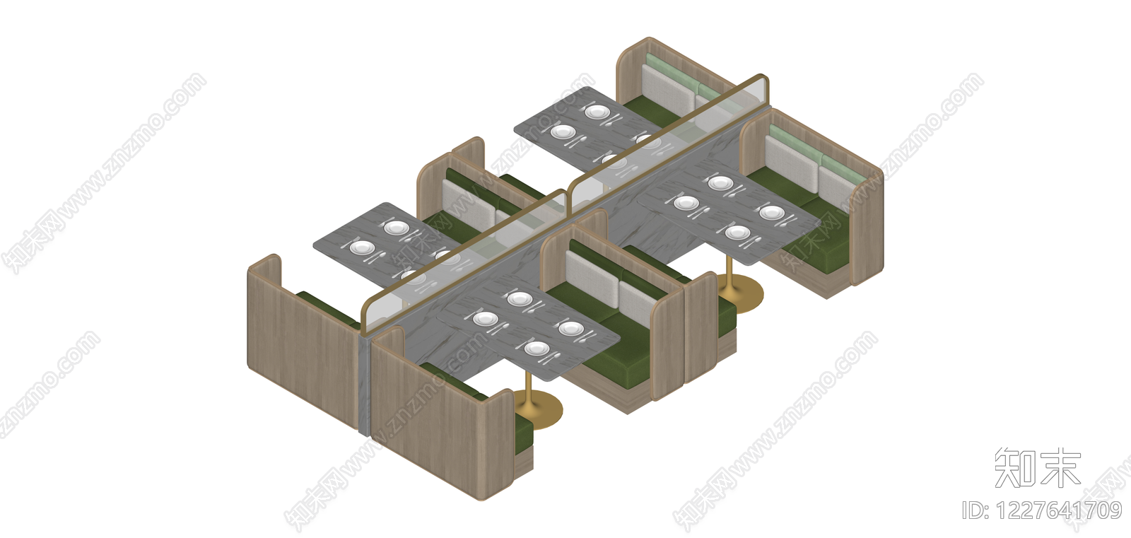 组合卡座餐桌家具SU模型下载【ID:1227641709】