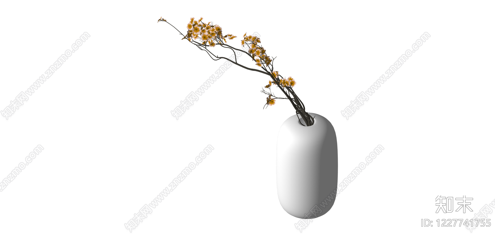 白色花瓶配花艺SU模型下载【ID:1227741755】