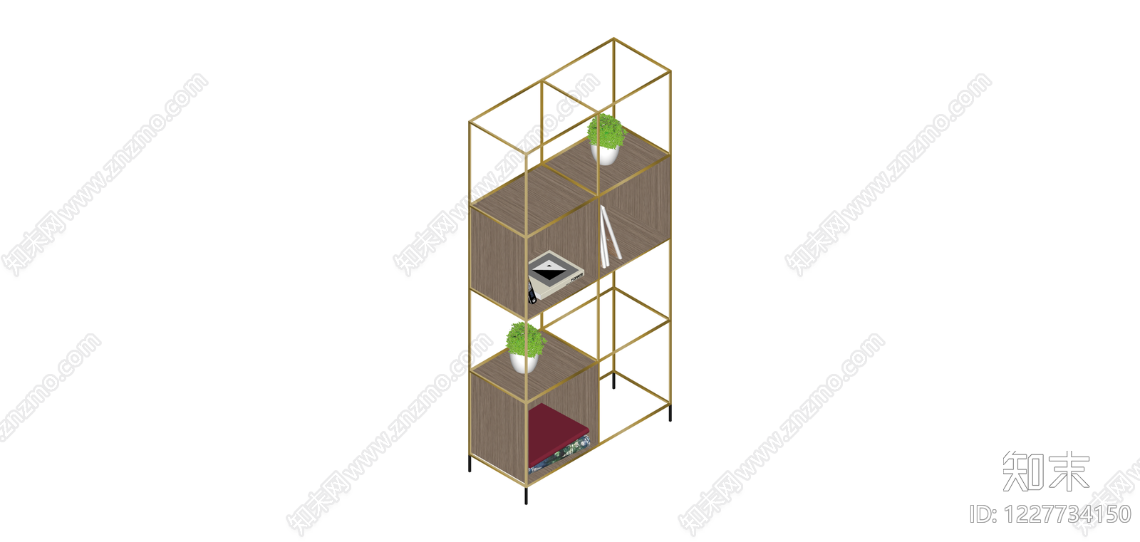 金色金属框书架SU模型下载【ID:1227734150】