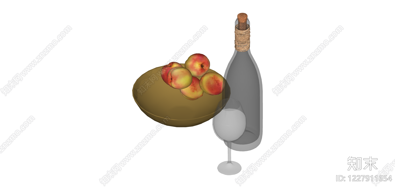 酒瓶果盘组合SU模型下载【ID:1227911654】