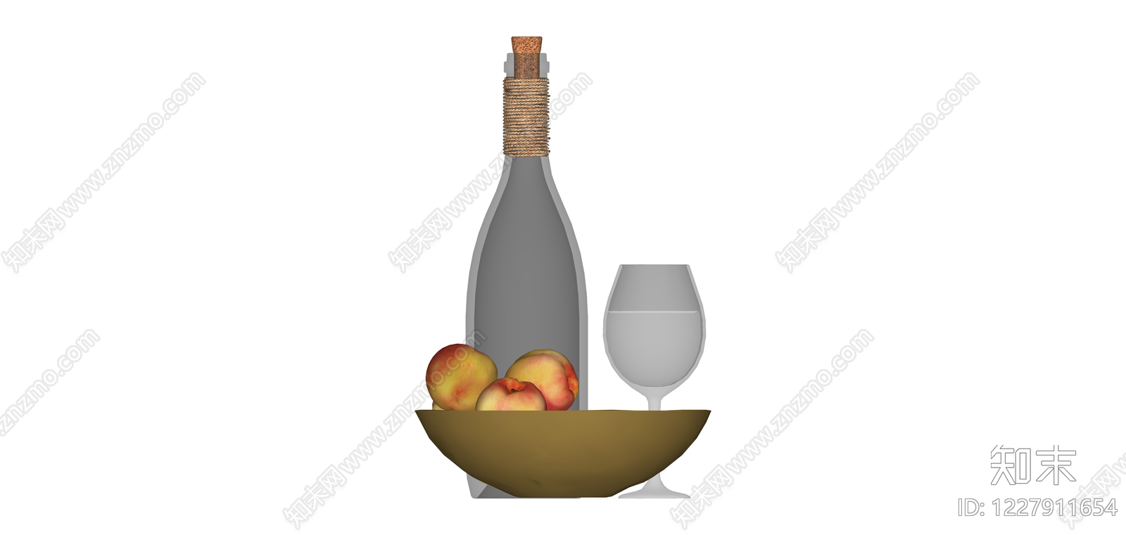 酒瓶果盘组合SU模型下载【ID:1227911654】