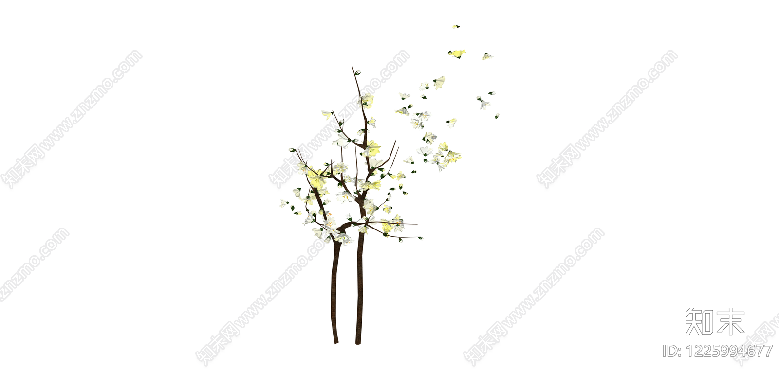 仿真梅花花枝组合SU模型下载【ID:1225994677】
