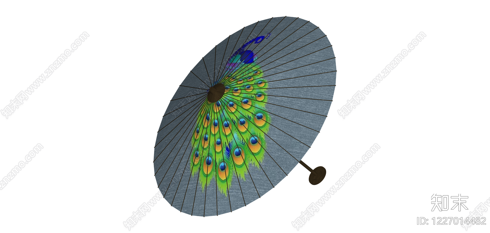 孔雀图案油纸伞SU模型下载【ID:1227014482】