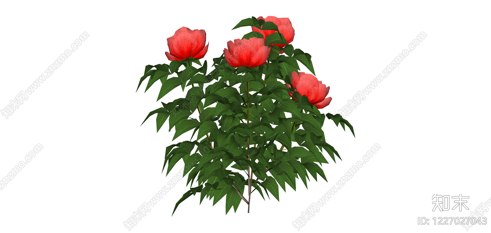 红色花卉绿植盆栽SU模型下载【ID:1227027043】