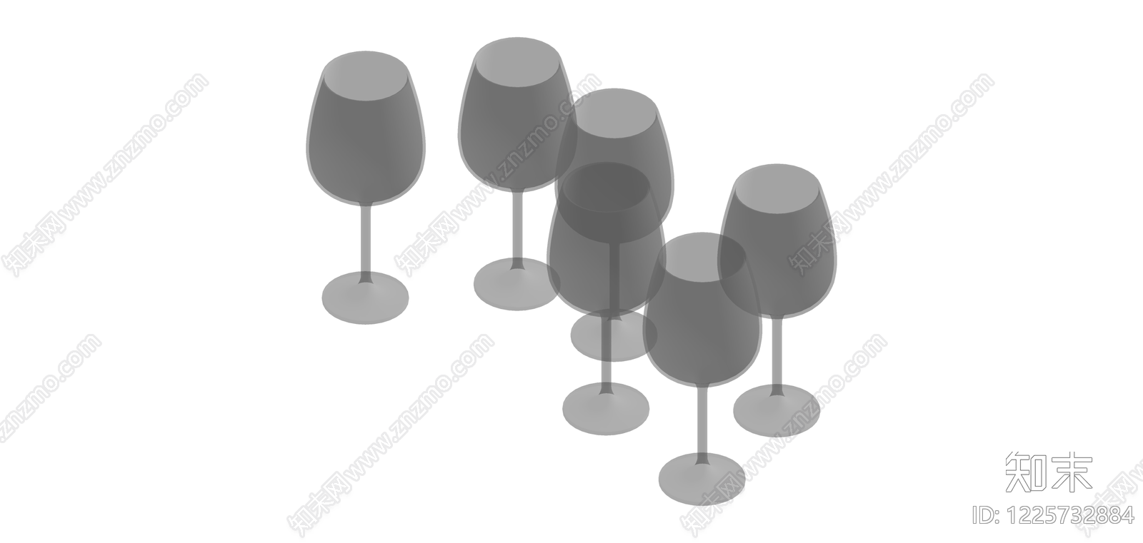 透明玻璃高脚酒杯组合SU模型下载【ID:1225732884】