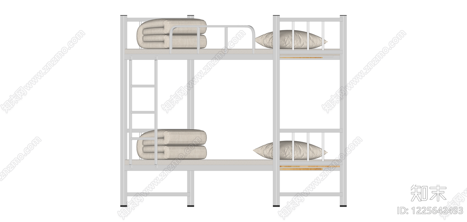 双层铁架床带寝具SU模型下载【ID:1225642493】