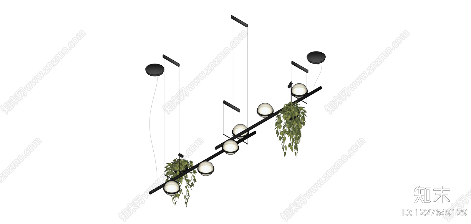 带绿植组合吊灯SU模型下载【ID:1227649129】