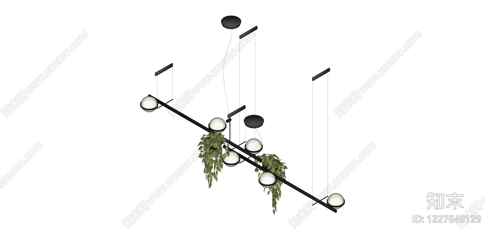 带绿植组合吊灯SU模型下载【ID:1227649129】