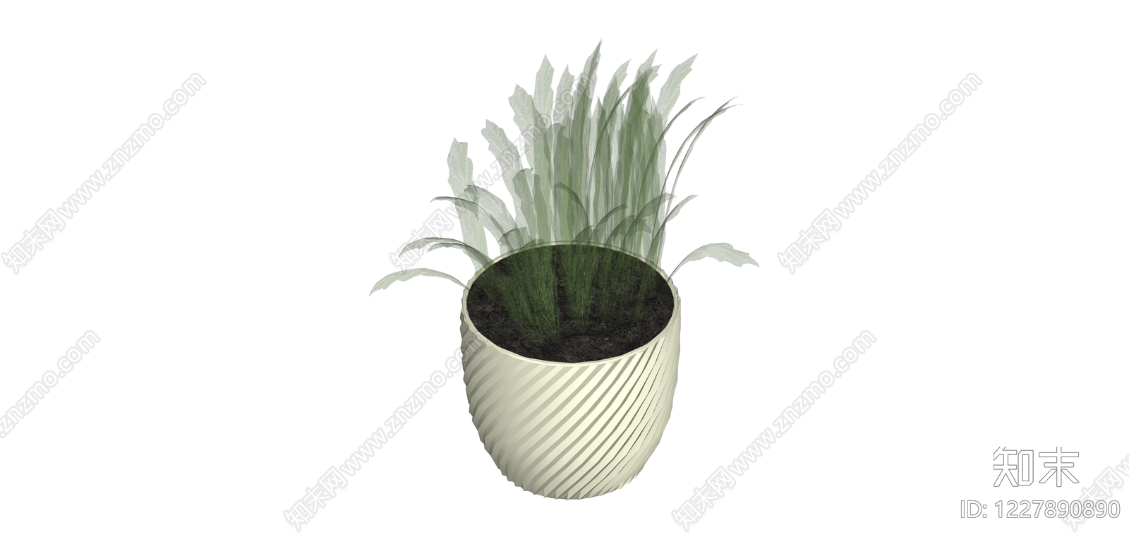 纹理花盆绿植盆栽SU模型下载【ID:1227890890】