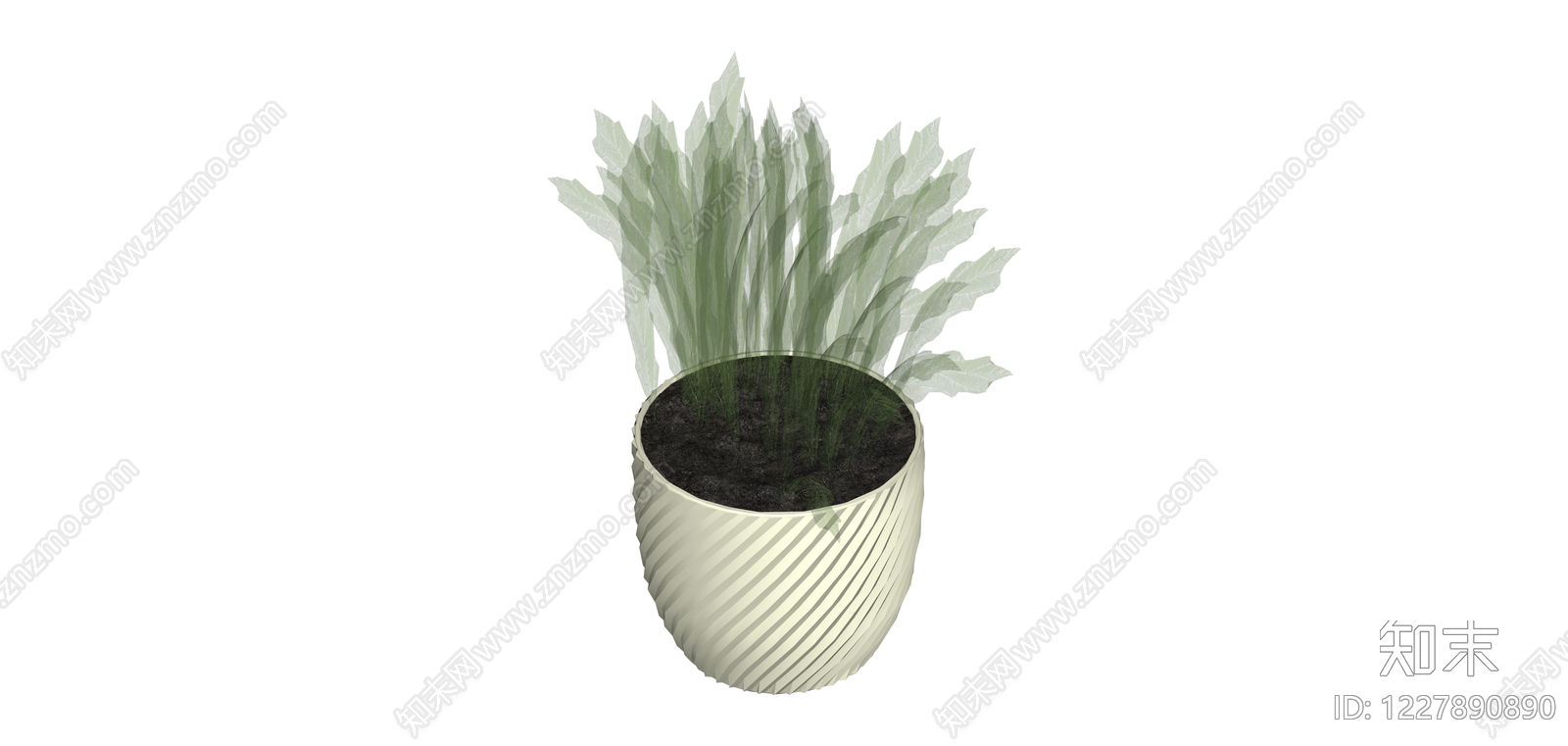 纹理花盆绿植盆栽SU模型下载【ID:1227890890】