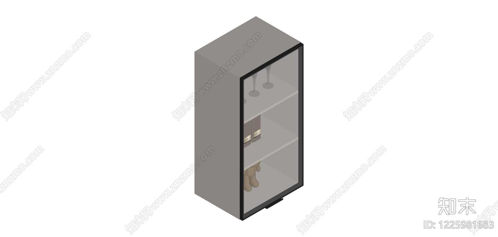 玻璃门展示柜组件SU模型下载【ID:1225981683】